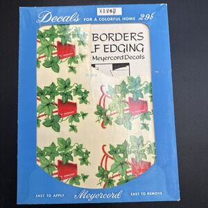 1950s Meyercord Decals X 125-B Small Hanging Flowerpots Red Green‎ (one Missing)